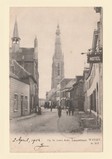 Gezicht in de Langstraat met op de achtergrond de St. Martinustoren, rond 1900