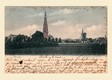 Gezicht op Weert, St. Martinuskerk en de Binnenmolen, omstreeks 1900.